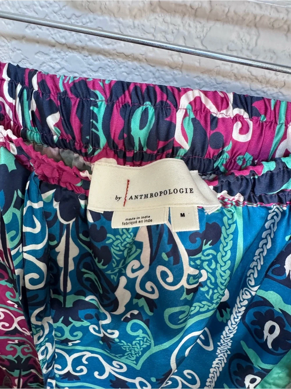 Anthropologie Silky Button Down Matching Pajama Set Women’s S/M Paisley Boho